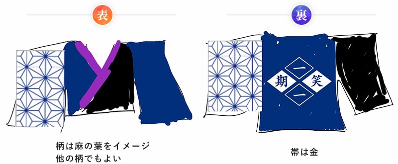 法被の手書きラフ表裏
